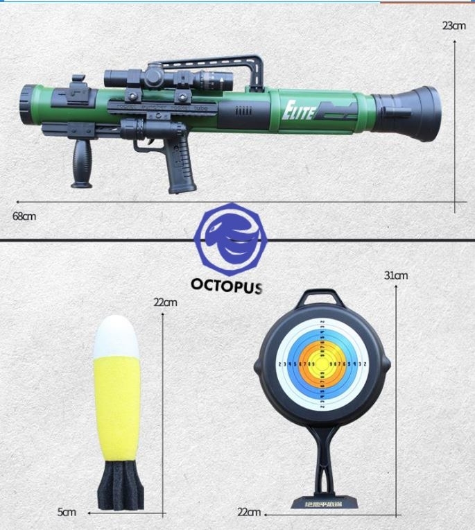 Octopus M3 Spring Rocket Launcher with 6 Sponge Head (Not 1:1 scan) Toy Airsoft